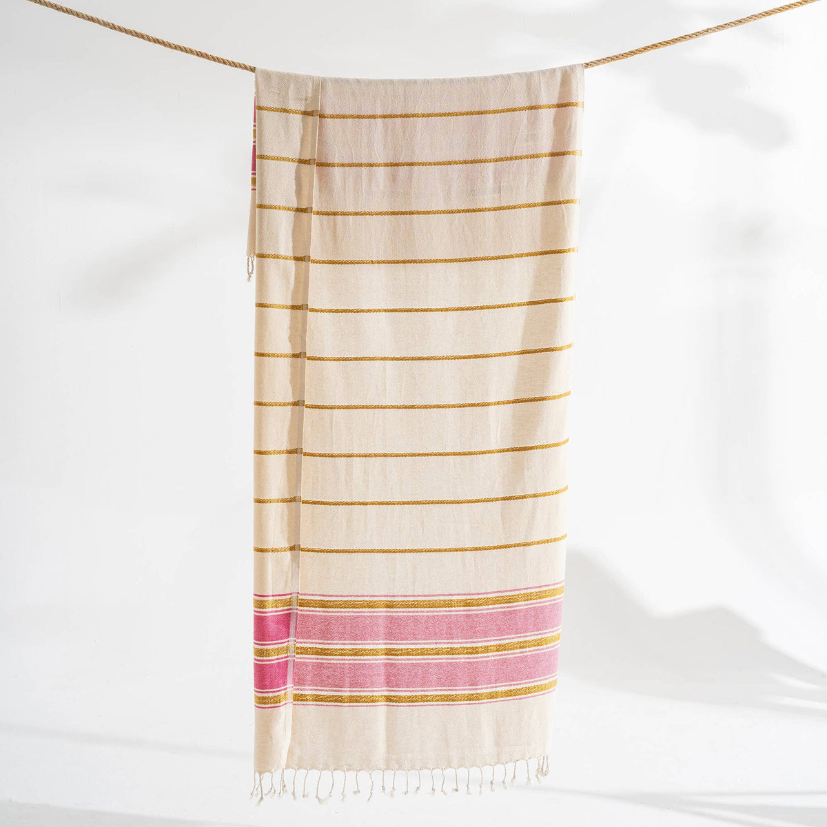 Bohemia Turkish beach towel, 33x66 in, flat-woven peshtemal with knotted fringe | Kikoya