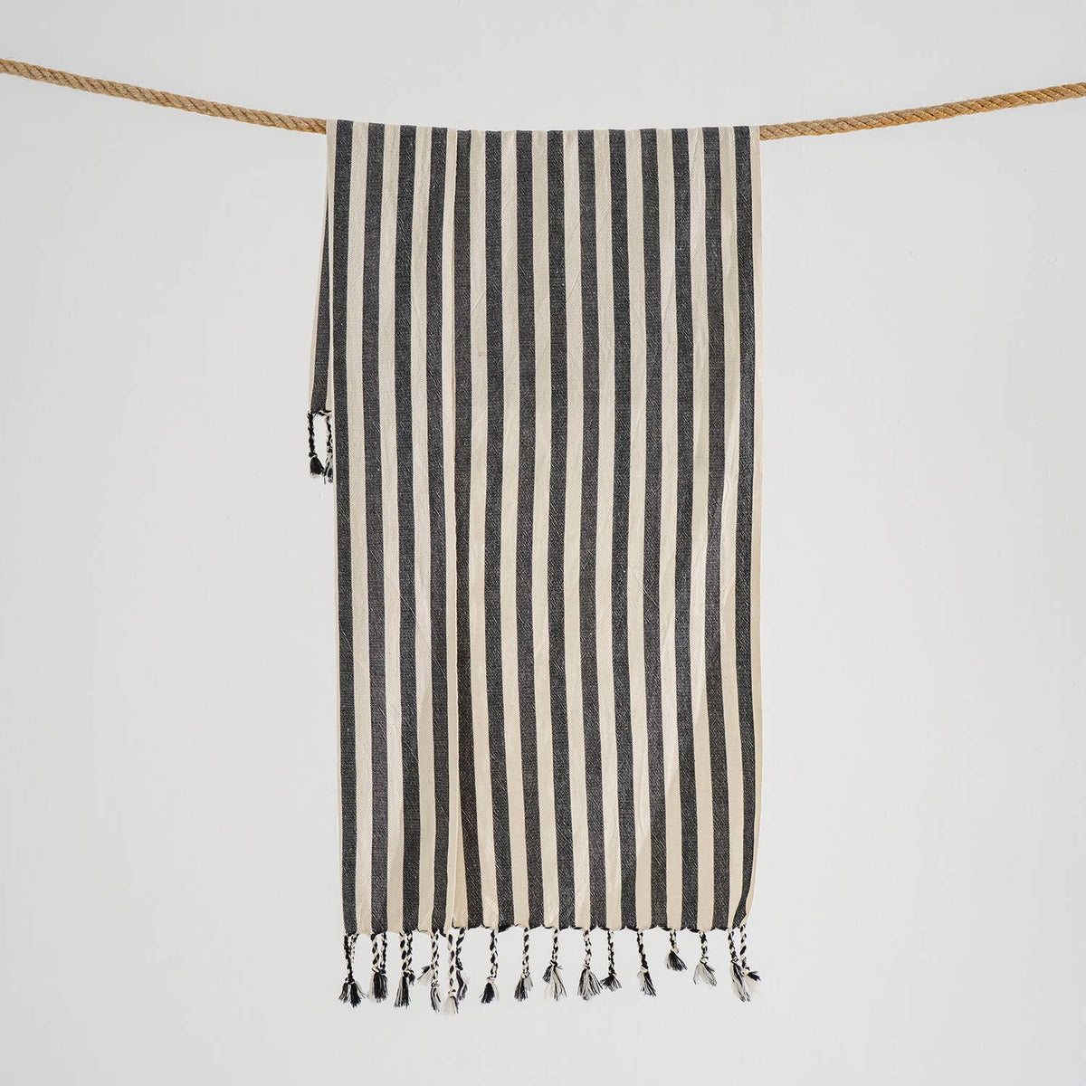 Zebra stripe Turkish towel in black and white, bath and hand sizes | Kikoya