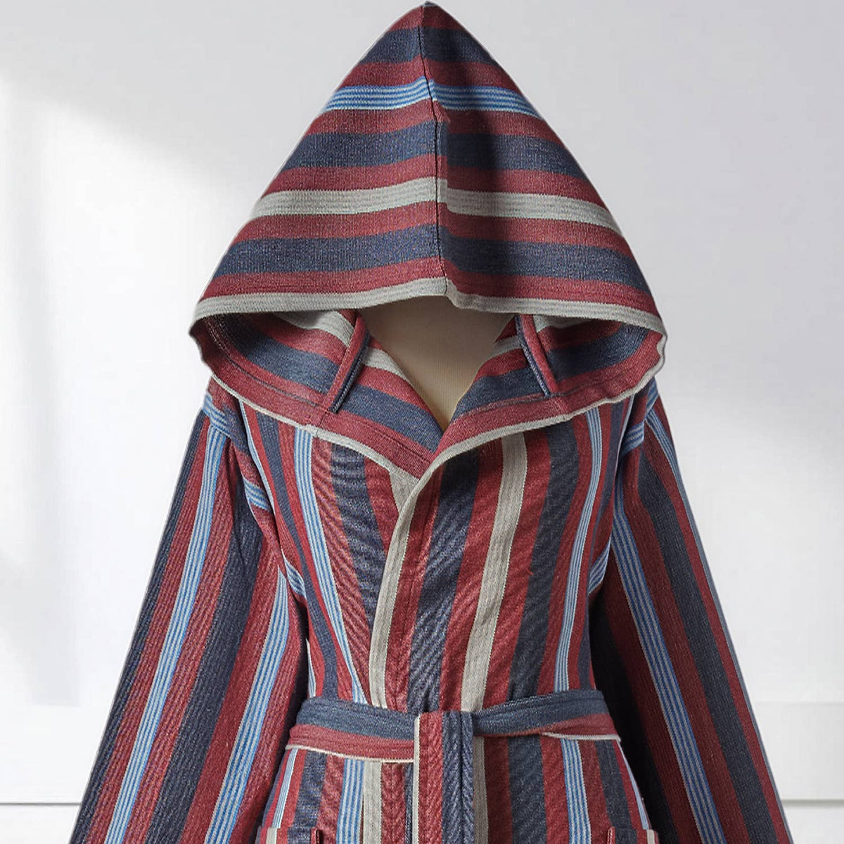 Antique Turkish hooded bathrobe – Plum Stripe | Kikoya