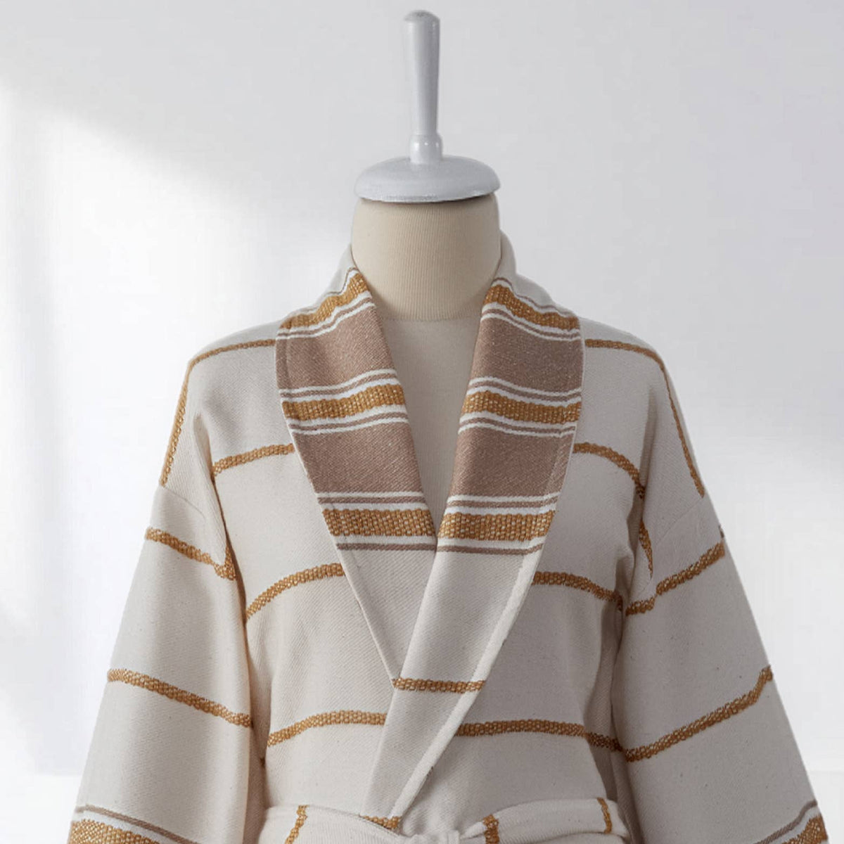 Bohemia Turkish bathrobe – shawl collar, beige | Kikoya
