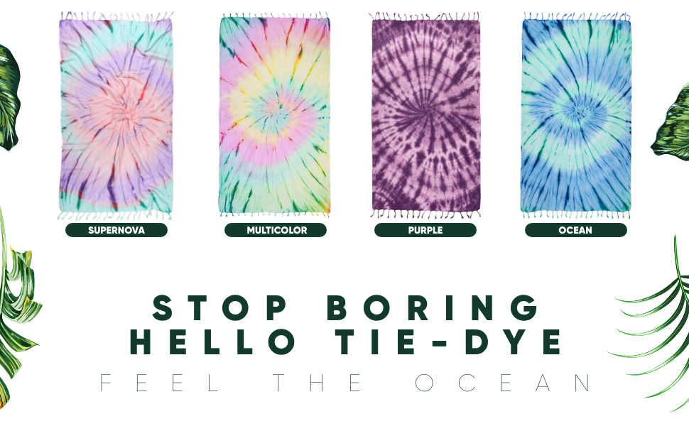 Tie-dye Turkish beach towel in plum and purple spiral, 33x65 in | Kikoya