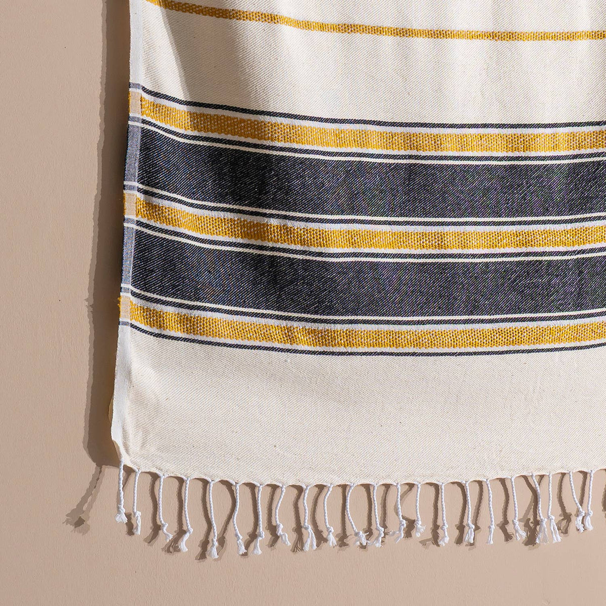 Bohemia Turkish beach towel, 33x66 in, flat-woven peshtemal with knotted fringe | Kikoya