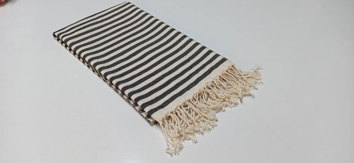Kash Turkish beach towel in a flat-woven stripe, 33x66 in | Kikoya