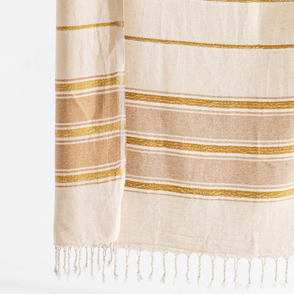 Bohemia Turkish beach towel, 33x66 in, flat-woven peshtemal with knotted fringe | Kikoya