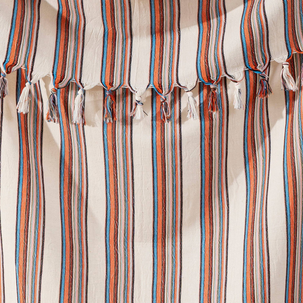 Multi stripe Turkish peshtemal towel with twisted tassels, bath and hand sizes | Kikoya