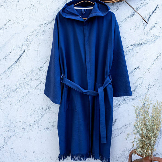 Arma terry-backed Turkish bathrobe, hooded and belted | Kikoya