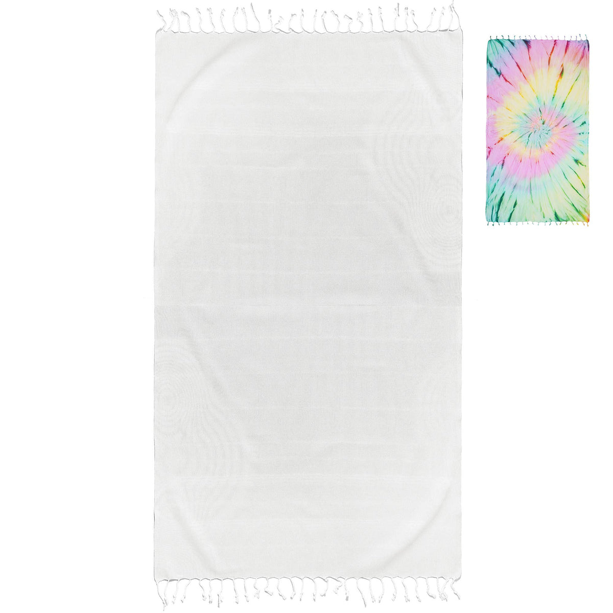 Blank white Turkish beach towel, 39x78 in, undyed base for tie-dye and sublimation | Kikoya