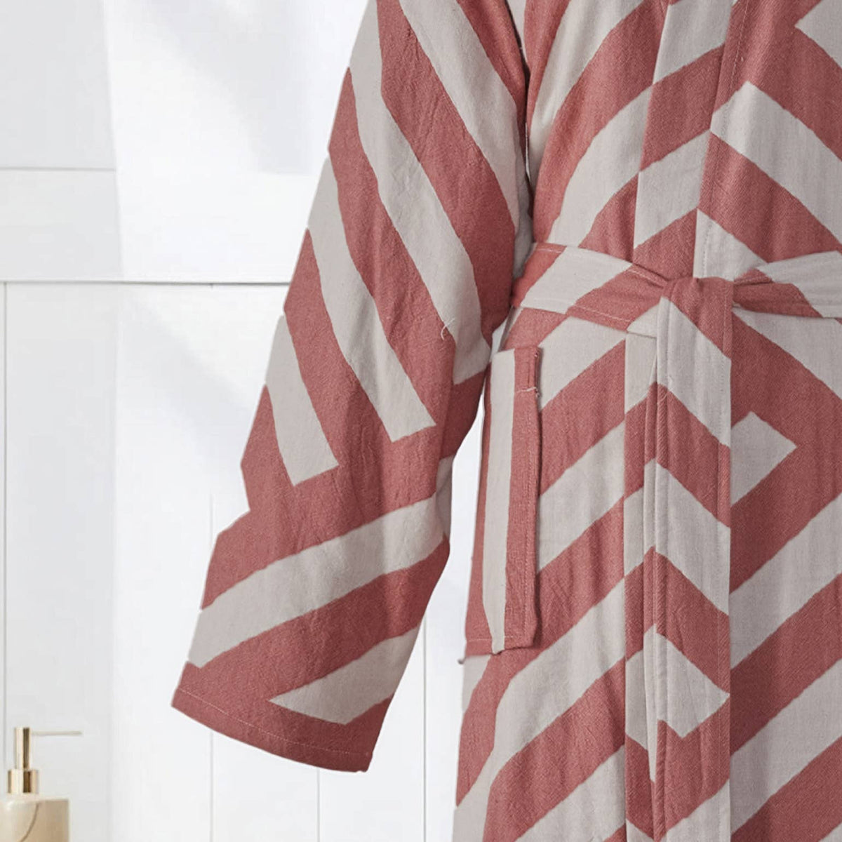 Harmony Turkish kimono bathrobe – Grey diagonal stripe | Kikoya