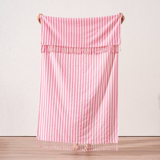 Zebra stripe Turkish beach towel, 33x66 in, flat-woven peshtemal in four colours | Kikoya