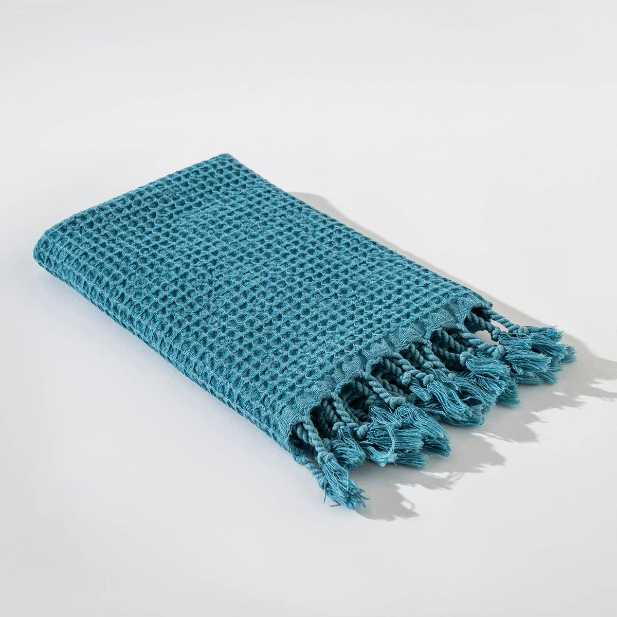 Waffle stonewashed Turkish hand towel – Petrol | Kikoya