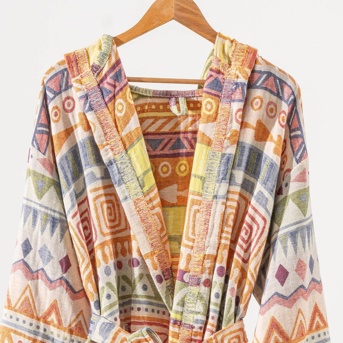 Ethnic print Turkish bathrobe in multicolor – kimono | Kikoya