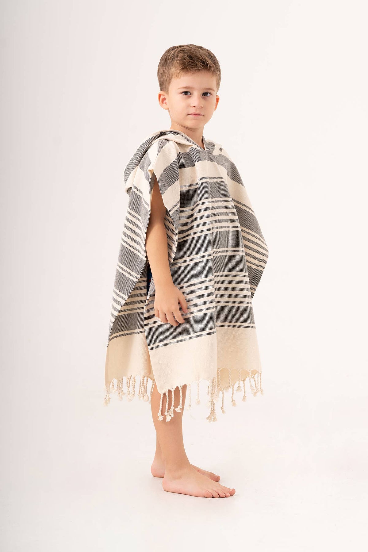 Anatolia Kids Hooded Towel Poncho – Stripe, alternate view | Kikoya