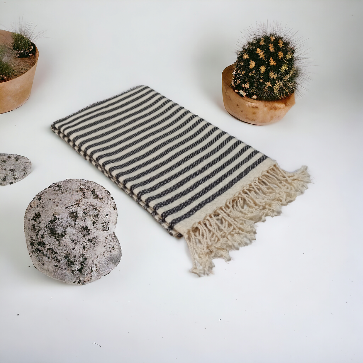 Kash Turkish beach towel in a flat-woven stripe, 33x66 in | Kikoya
