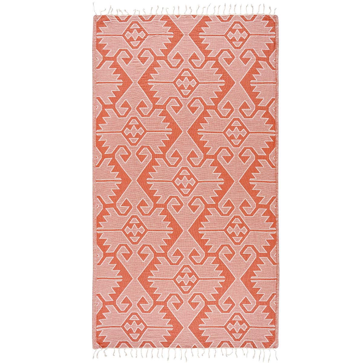 Kilim Turkish beach towel with all-over ikat motif, 33x66 in, deep tones | Kikoya