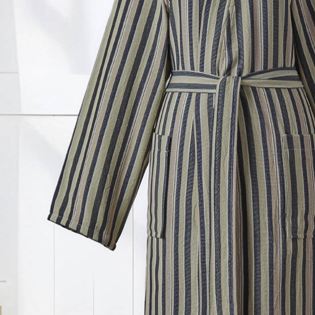 Antique Turkish kimono bathrobe – Olive Stripe | Kikoya