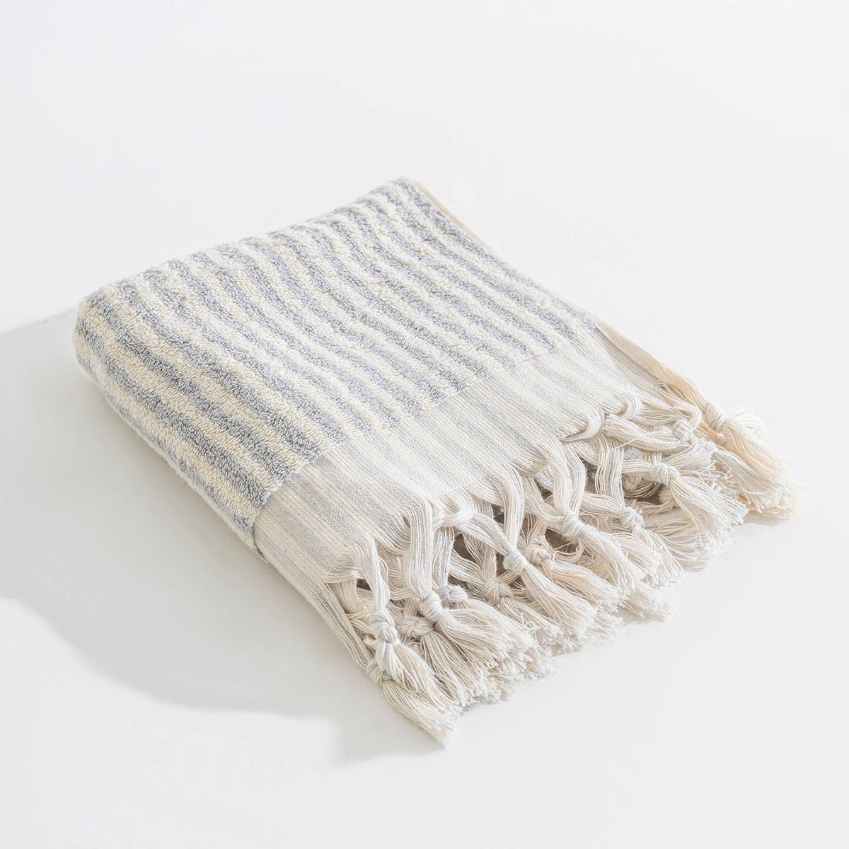 Handloomed Turkish hand towel with raised bubble stripe, 17x38 in | Kikoya