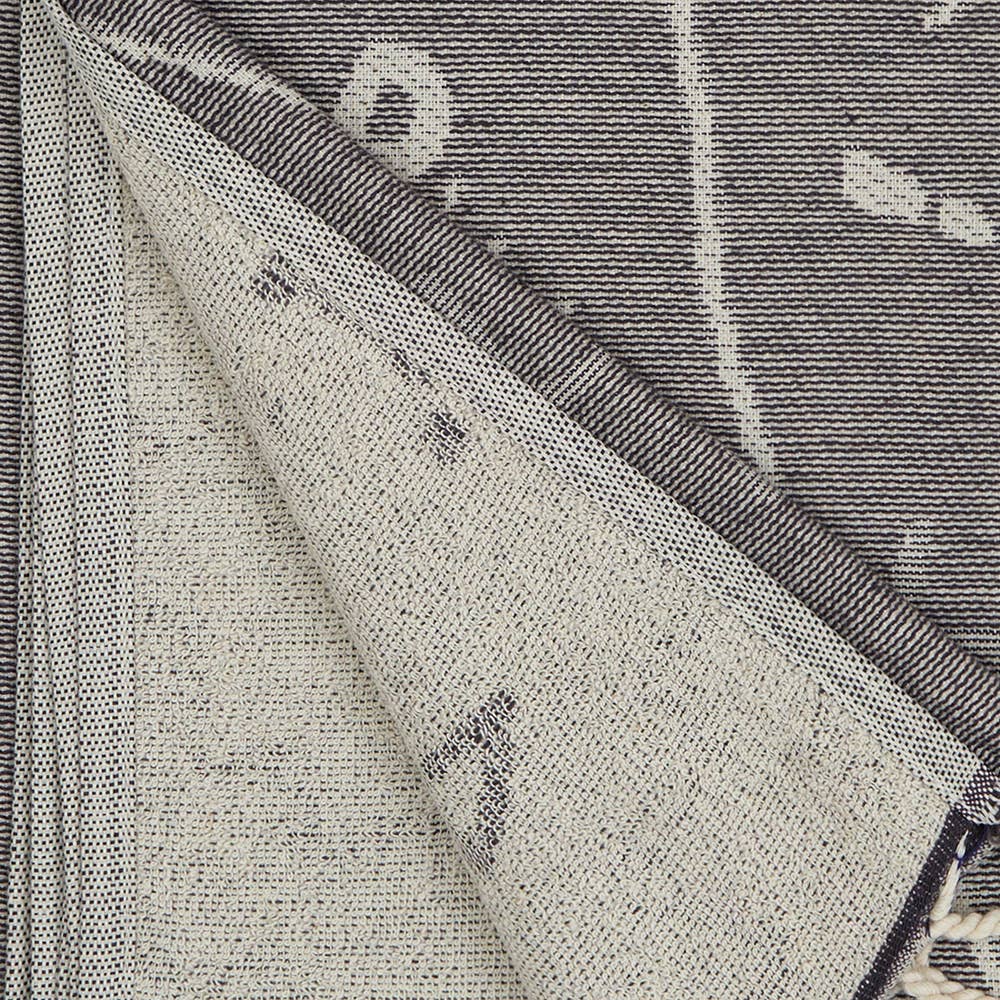 Shark terry-backed Turkish towel with woven jacquard face, 35x70 in | Kikoya