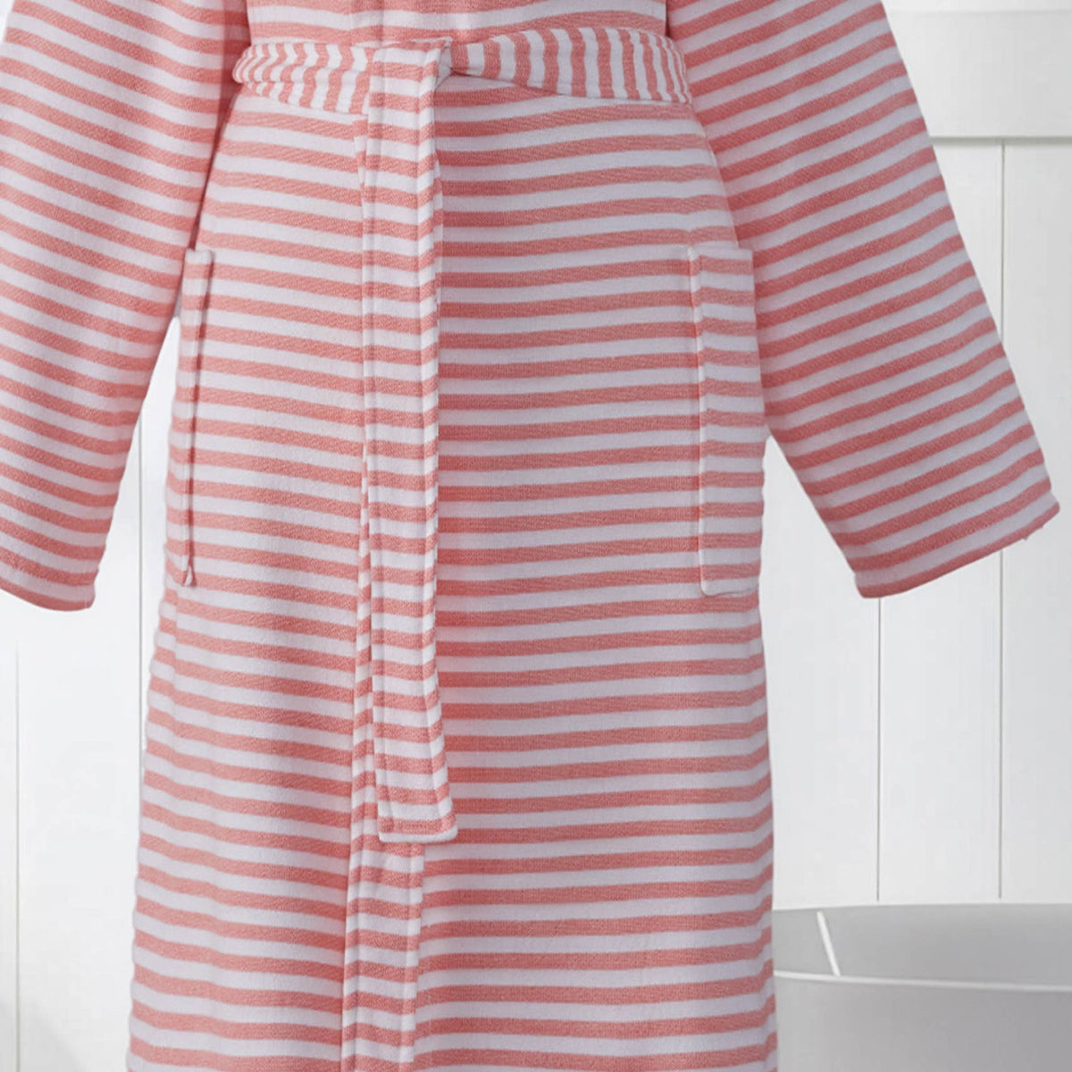 Royal terry-backed Turkish bathrobe – stripe, hooded | Kikoya
