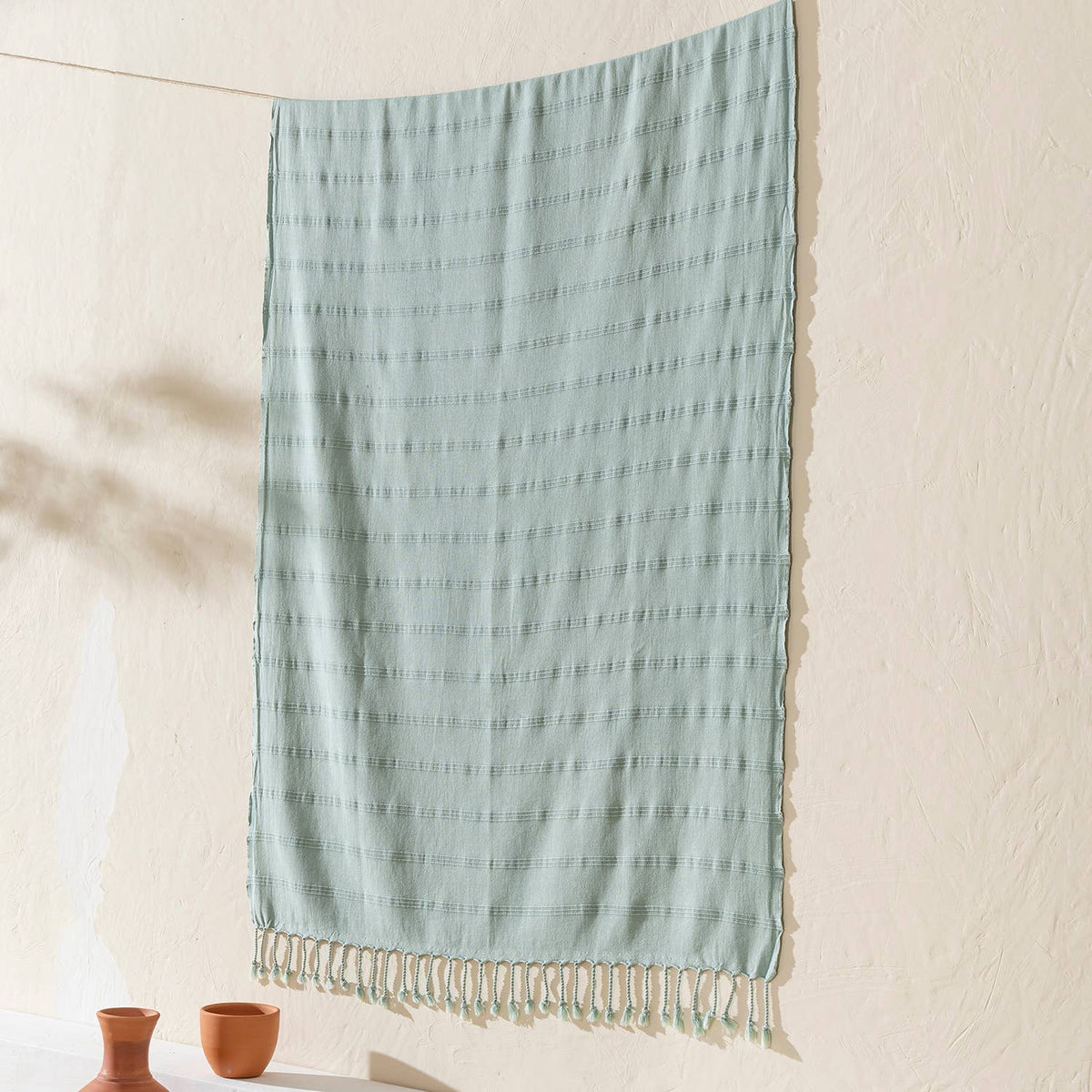 Stonewashed Turkish beach towel – Mint | Kikoya