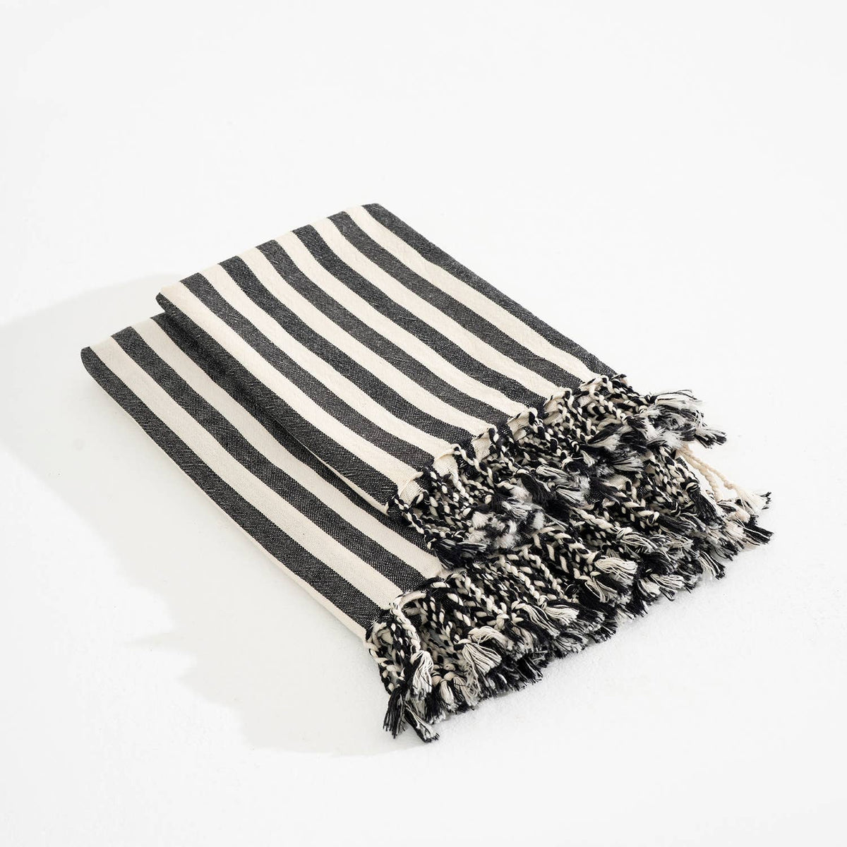 Zebra stripe Turkish towel in black and white, bath and hand sizes | Kikoya