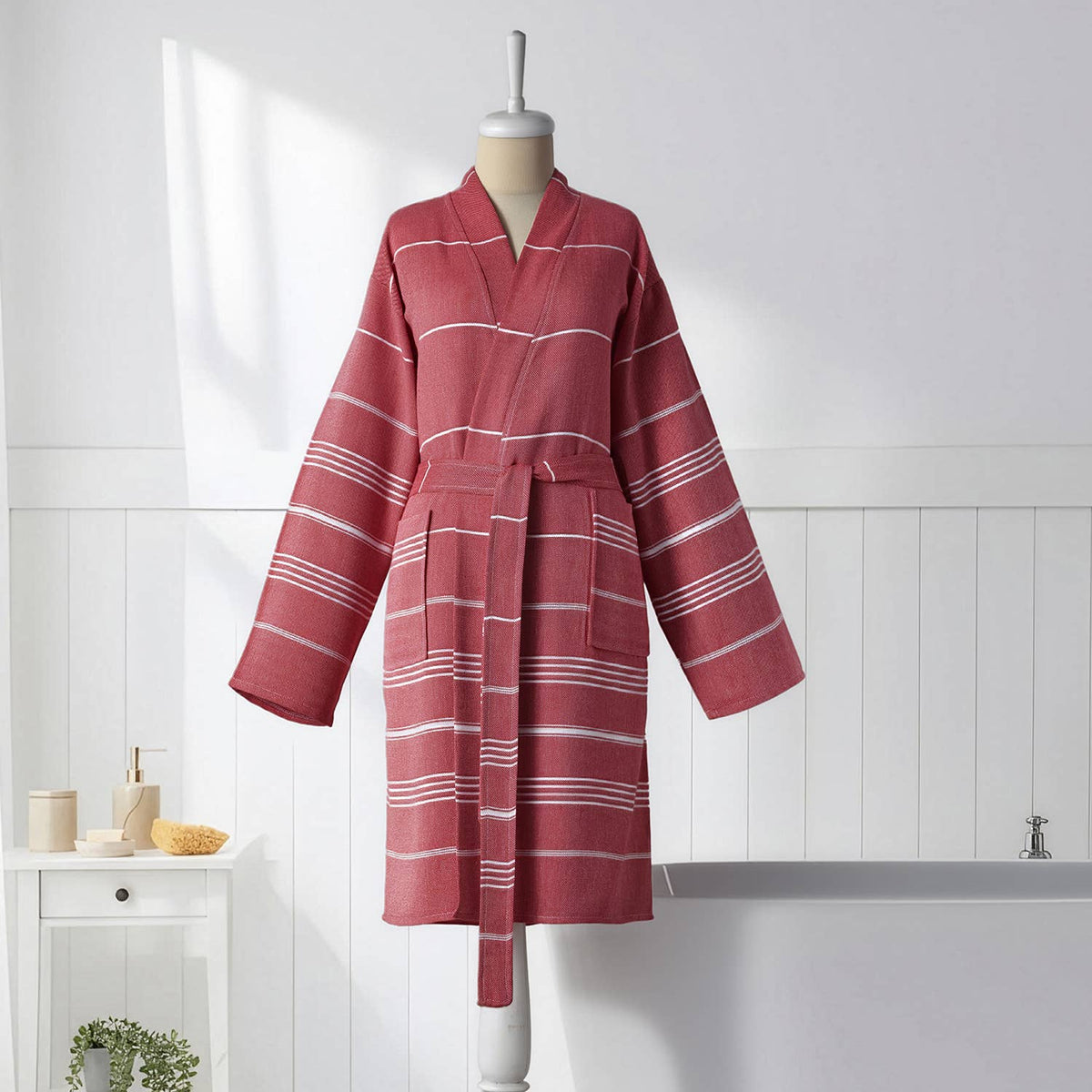 Sultan Turkish kimono bathrobe – Red, full length | Kikoya