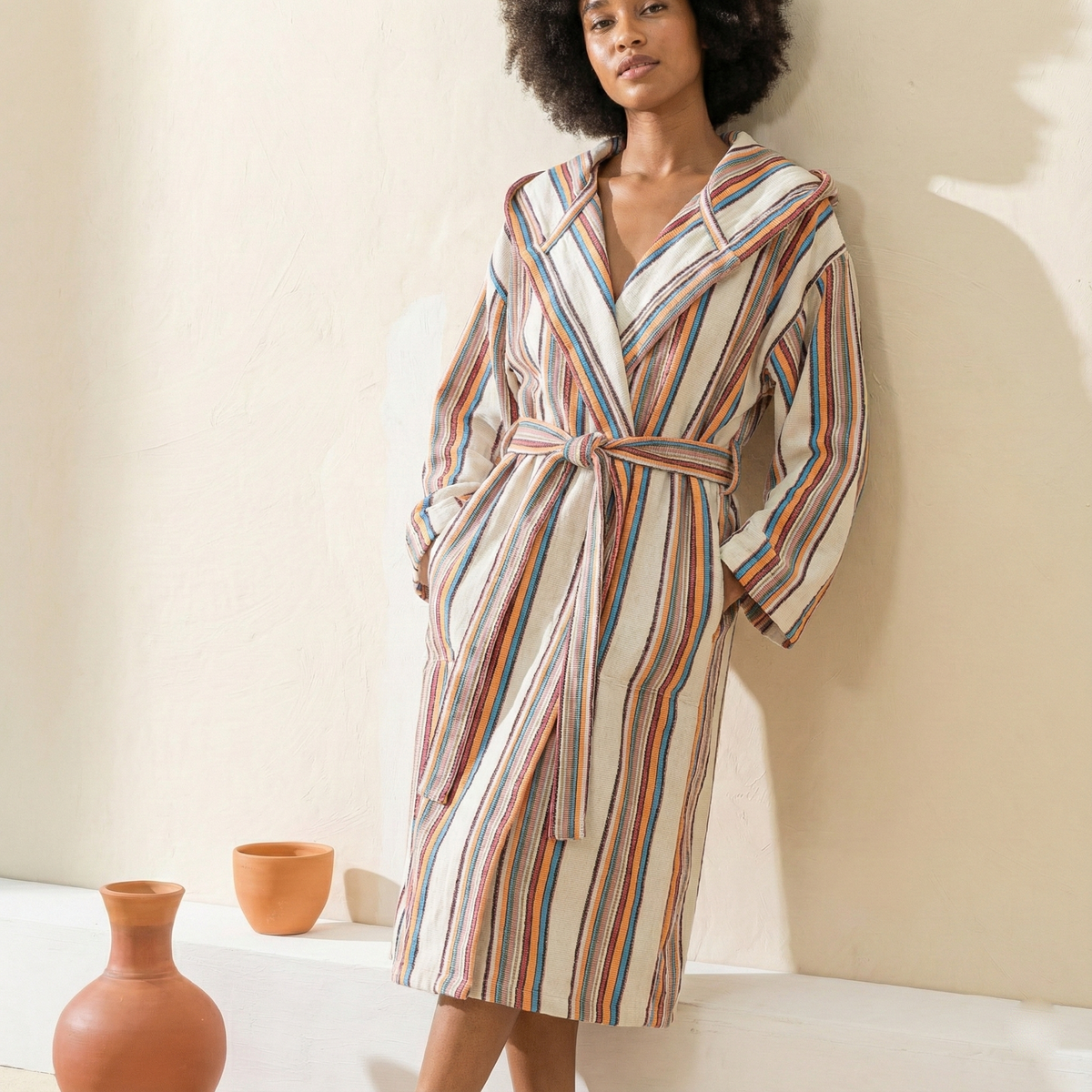 Hammam Turkish bathrobe – multicolour stripe | Kikoya