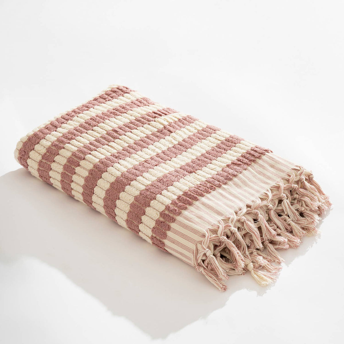 Lokum handloomed Turkish bath towel in check weave, 35x68 in | Kikoya