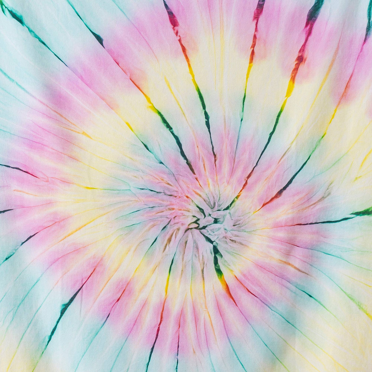 Tie-dye Turkish beach towel in pink, yellow and mint spiral, 33x65 in | Kikoya