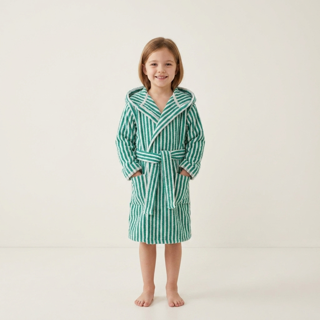 Pompom kids Turkish bathrobe – hooded, ages 5-8 | Kikoya