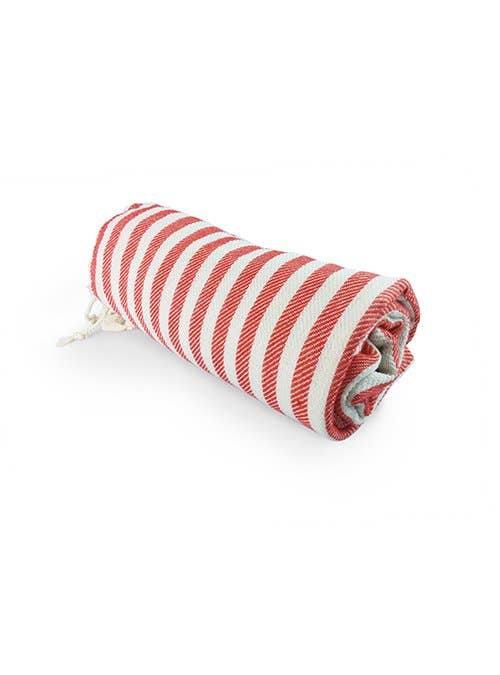 Kash Turkish beach towel in a flat-woven stripe, 33x66 in | Kikoya