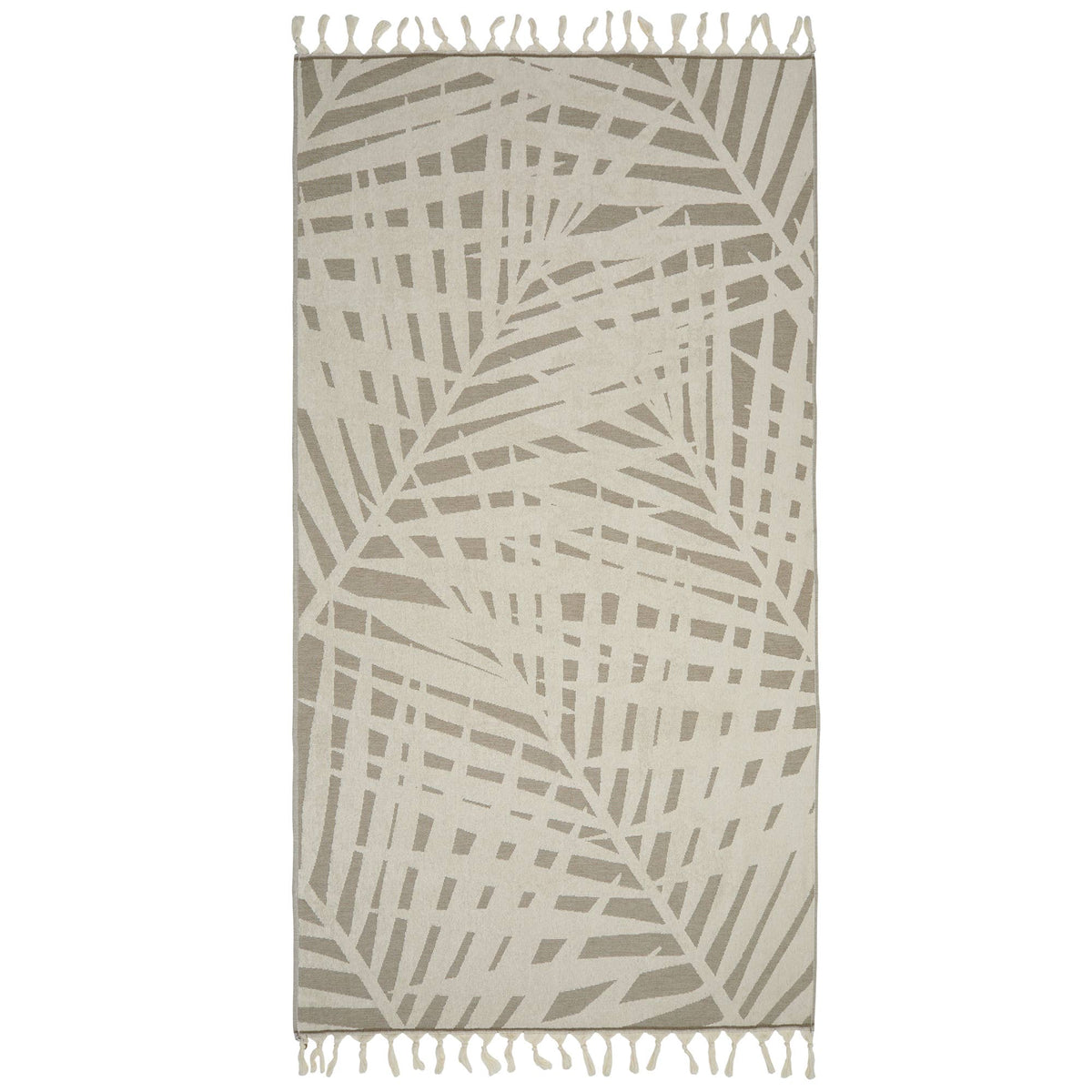 Palm leaf Turkish terry towel with woven jacquard, 36x66 in | Kikoya