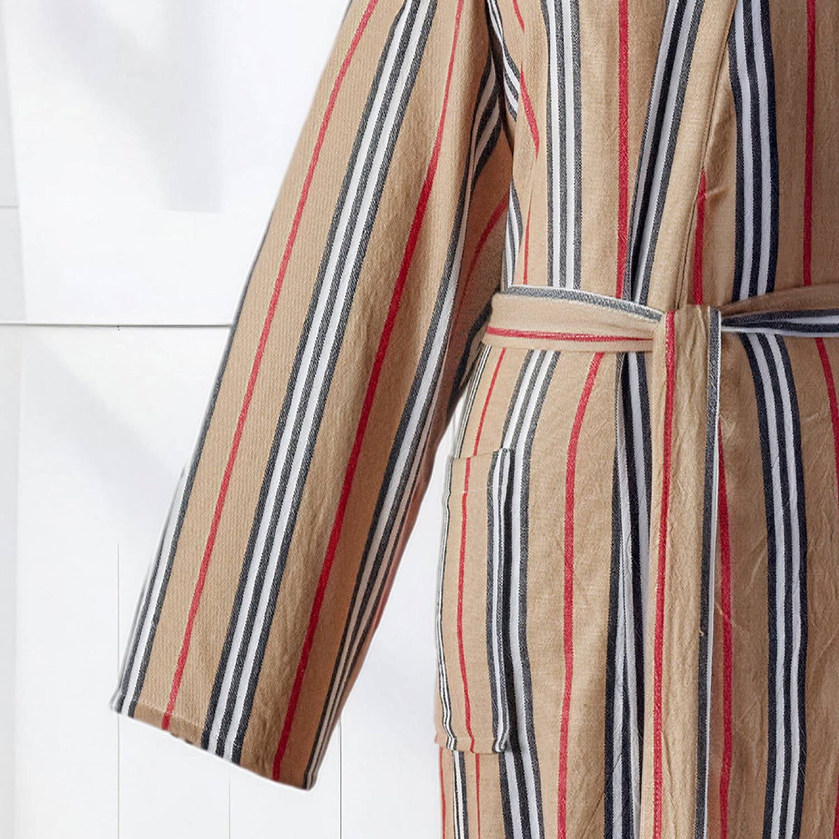 Riviera Turkish kimono bathrobe – Coral Multi Stripe | Kikoya