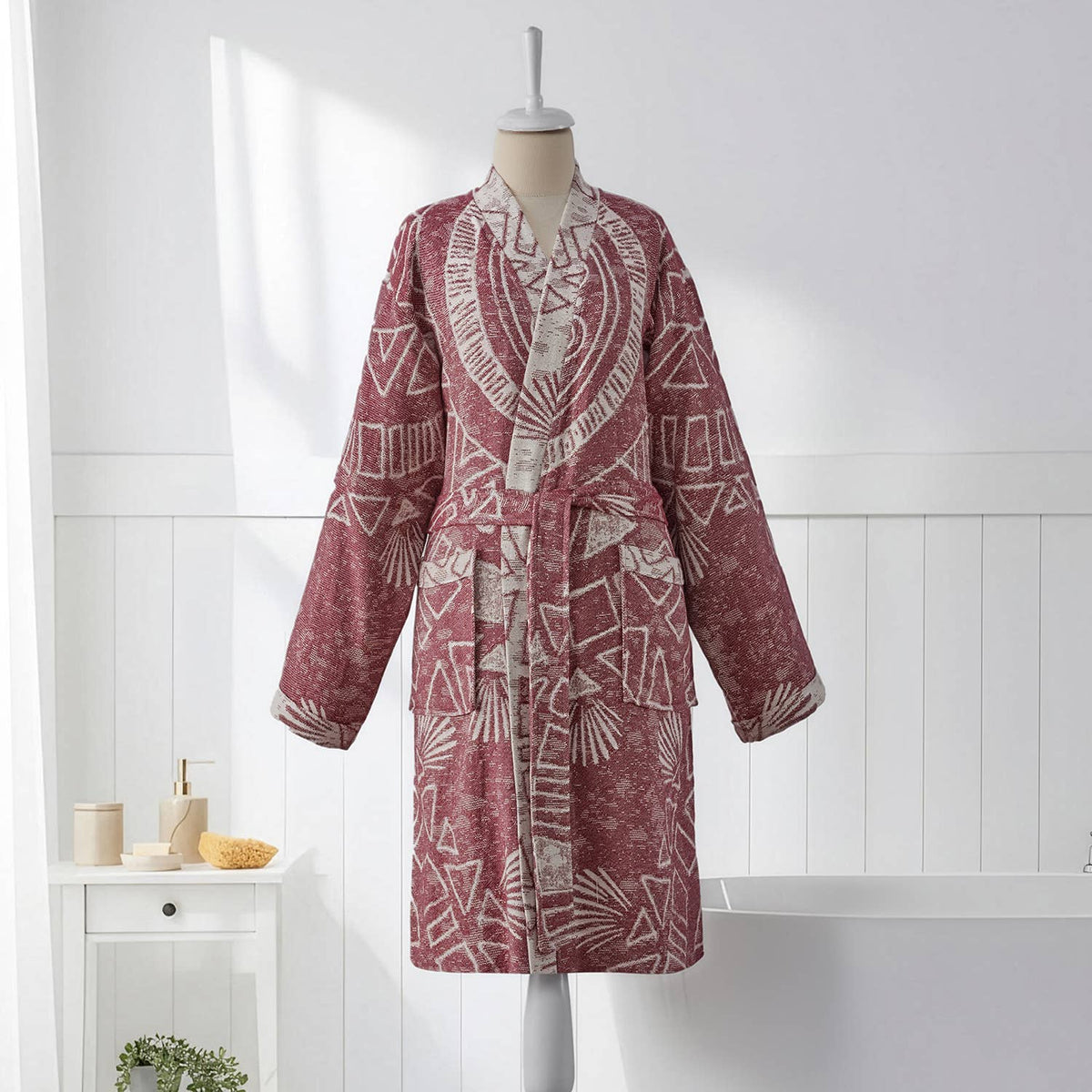Storyteller print Turkish bathrobe – shawl collar | Kikoya