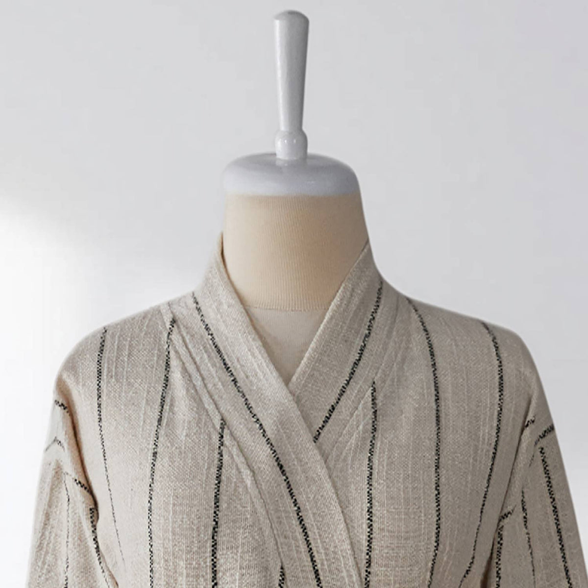 Santorini Turkish kimono bathrobe – Charcoal Stripe | Kikoya