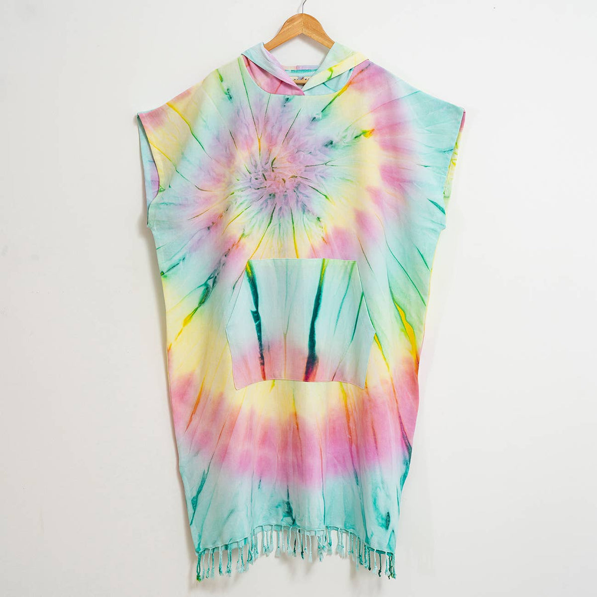 Supernova Adult Hooded Changing Poncho – Multicolor Tie-dye, back view | Kikoya