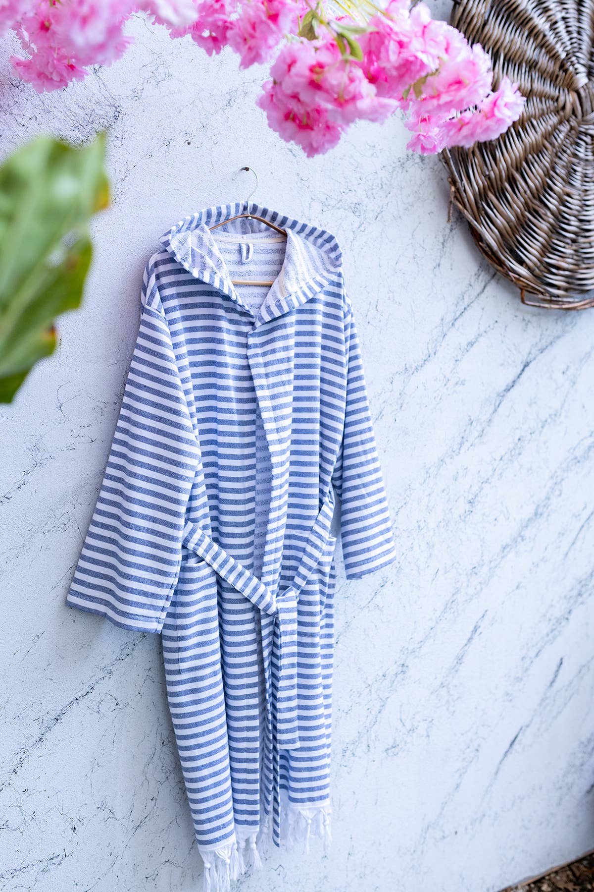 Royal terry-backed Turkish bathrobe – Blue | Kikoya