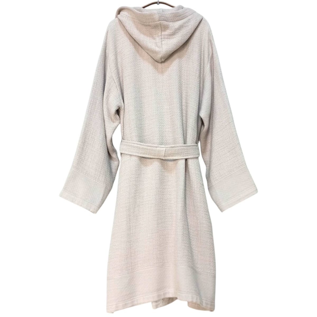 Salda waffle stonewash Turkish bathrobe, hooded, beige | Kikoya