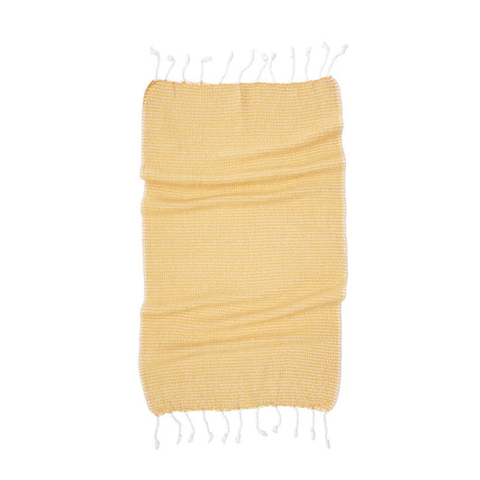 Micro waffle Turkish hand towel in a plain colour with knotted fringe | Kikoya