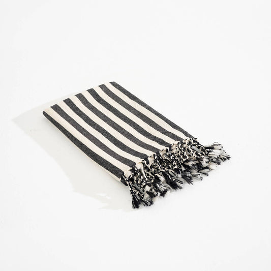 Zebra stripe Turkish towel in black and white, bath and hand sizes | Kikoya