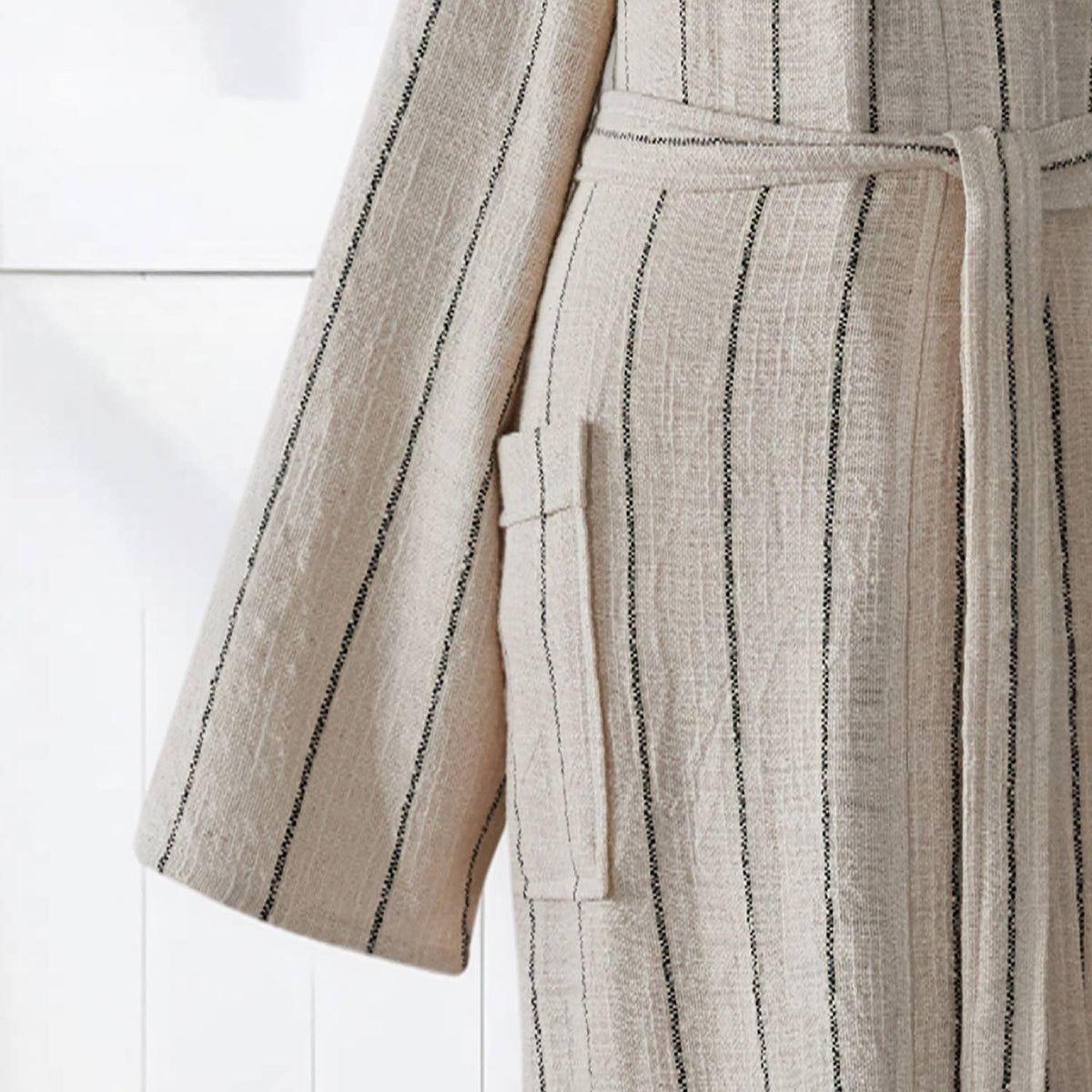 Santorini Turkish kimono bathrobe – Charcoal Stripe | Kikoya