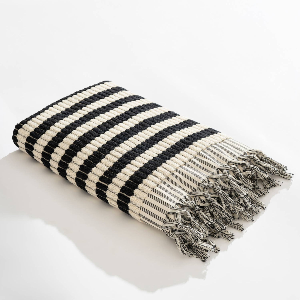 Lokum handloomed Turkish bath towel in check weave, 35x68 in | Kikoya