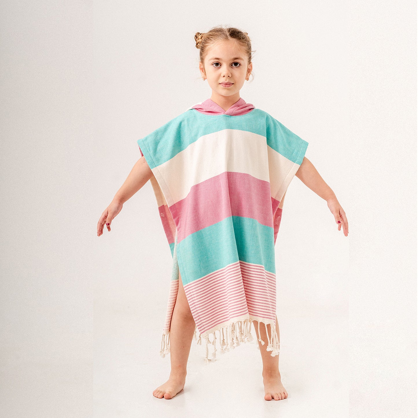 Hawaiian Pink Green Towel Changing Poncho for Kids