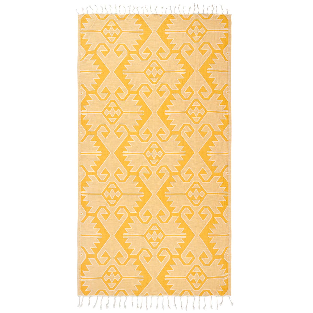 Kilim Turkish beach towel with all-over ikat motif, 33x66 in, deep tones | Kikoya
