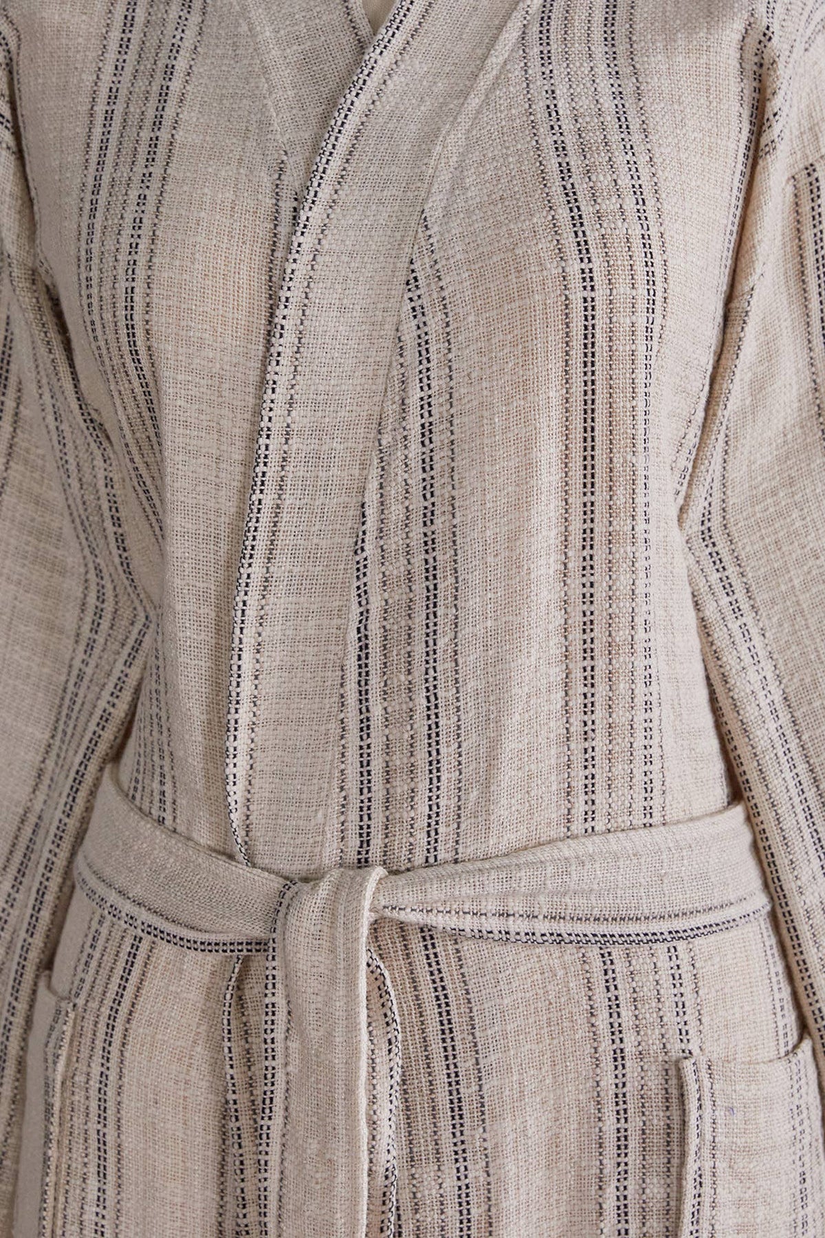 Santorini Turkish kimono bathrobe – Tan Stripe | Kikoya