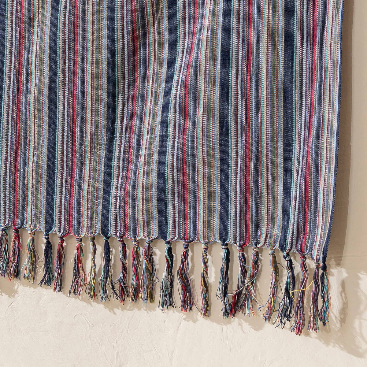 Premium Rustic Turkish Beach Towel – Indigo & Red Stripe, 100% Cotton Peshtemal, 40x70 in
