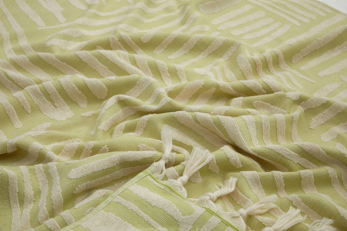 Spectra Turkish terry towel with woven chevron texture, 36x66 in | Kikoya