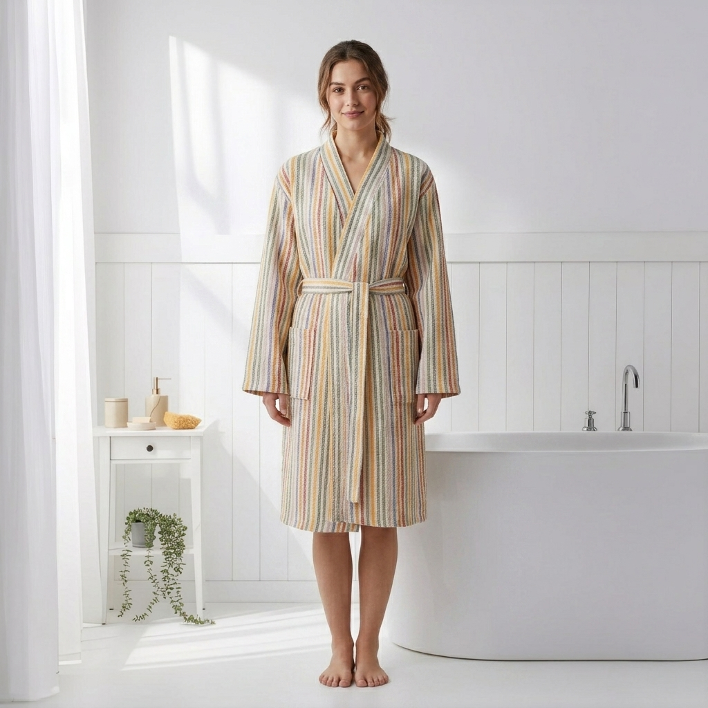 Antique Turkish kimono bathrobe – Sand Stripe | Kikoya