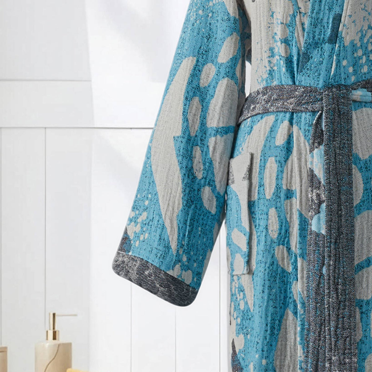 Turtle Turkish kimono bathrobe – Turquoise | Kikoya