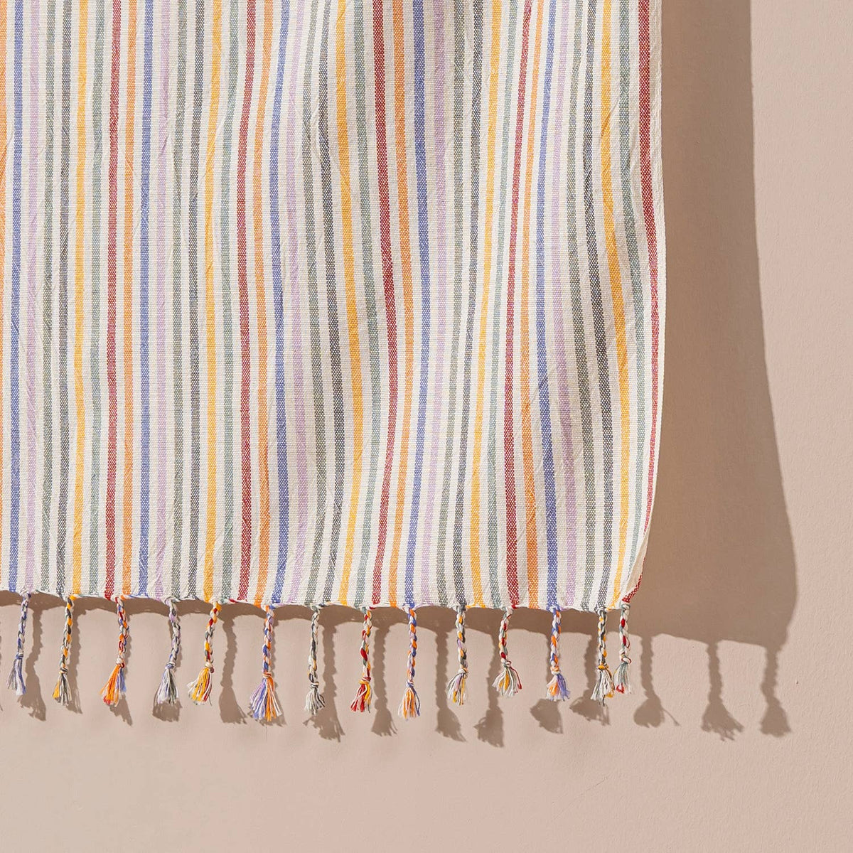 Premium Rustic Turkish Beach Towel – Lilac Rainbow Stripe, 100% Cotton Peshtemal, 40x70 in
