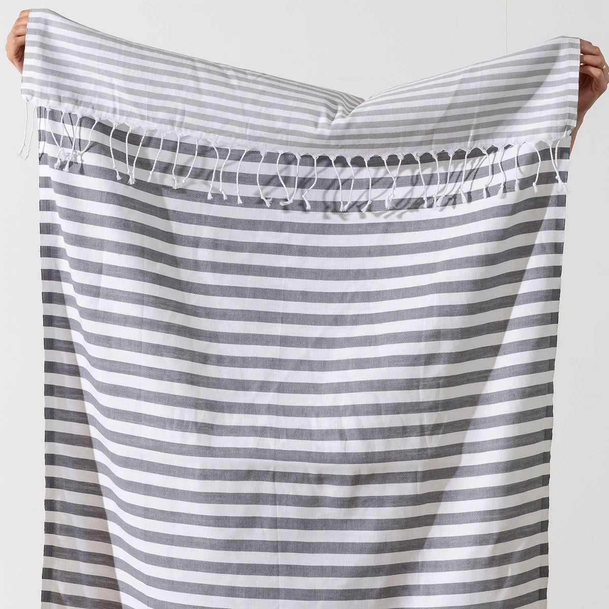 Capri Turkish beach towel – Grey & White | Kikoya
